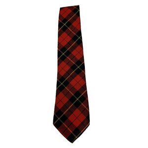 Wallace Red Tartan Plaid Tie Vintage Pilgrim 100% Wool Red Plaid